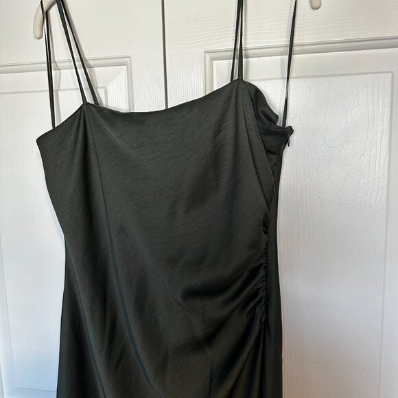 Zara Olive Midi Satin Dress - Picture 4 of 7